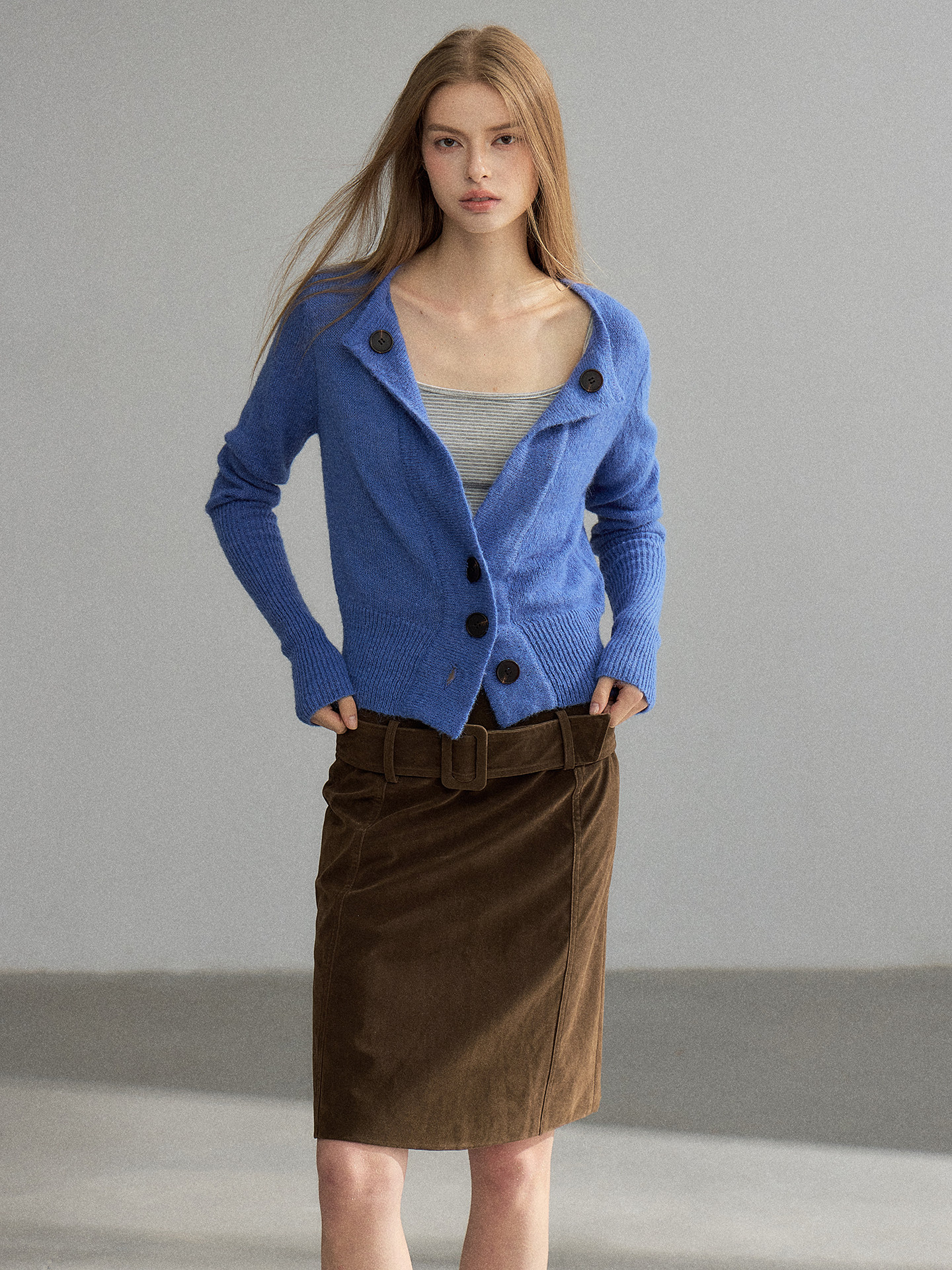 WITHMIN Blue Open-Front Cardigan