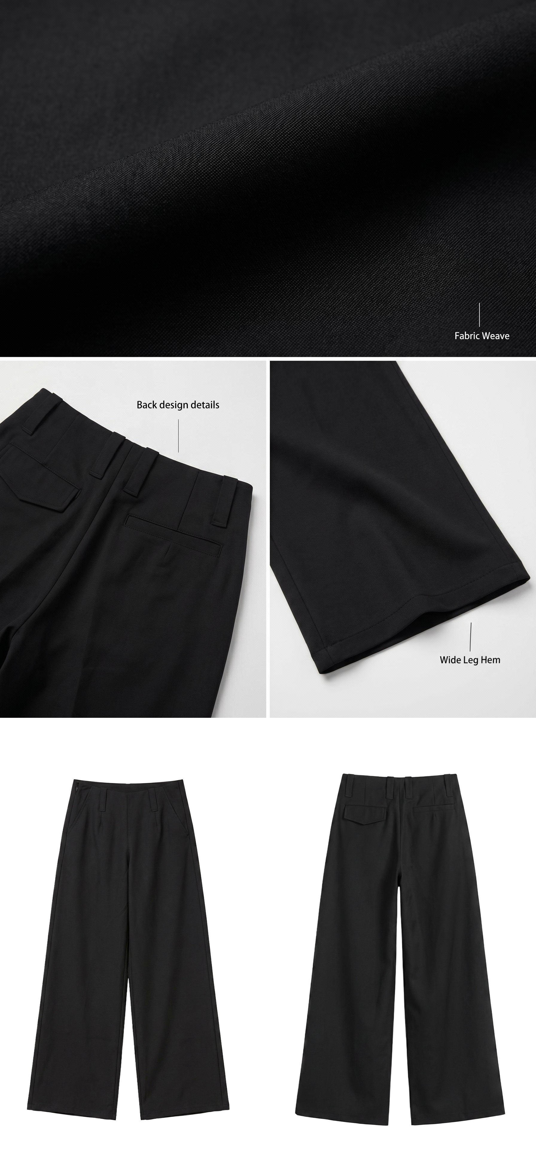 WITHMIN Black Low-Waist Wide-Leg Trousers