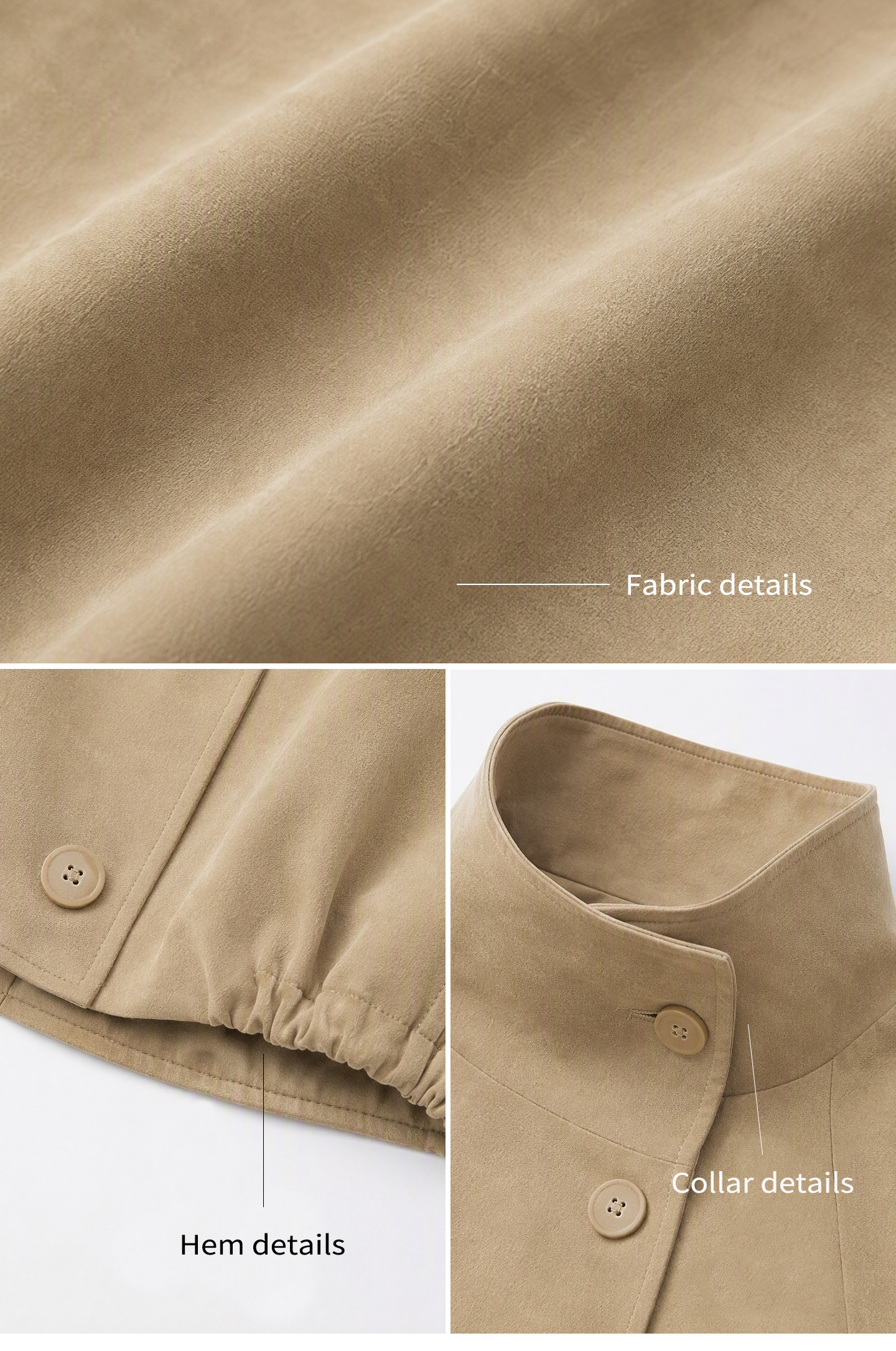 WITHMIN Khaki Double-Breasted Cropped Jacket