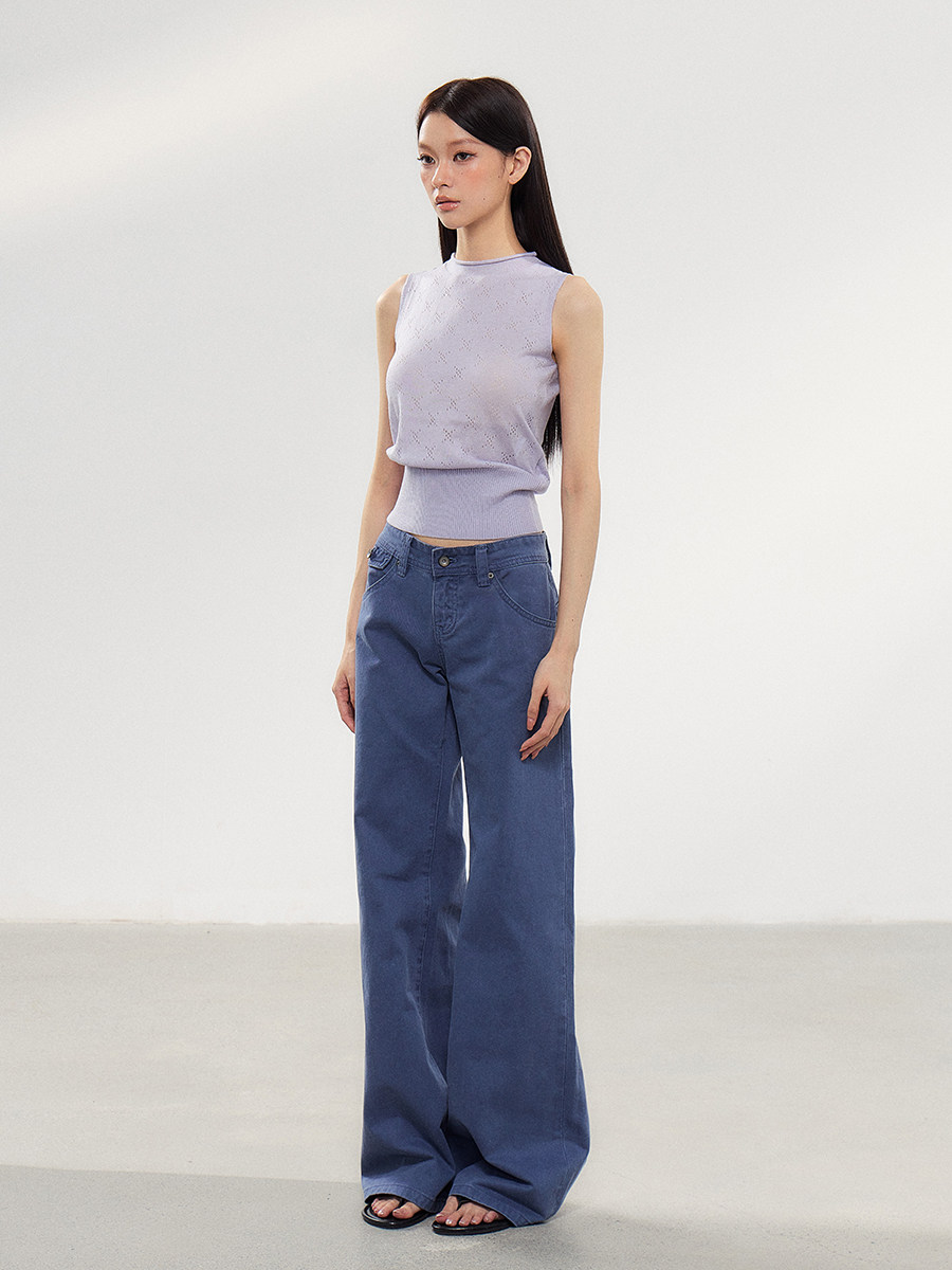 WITHMIN Dark Blue Low-Rise Straight-Leg Jeans