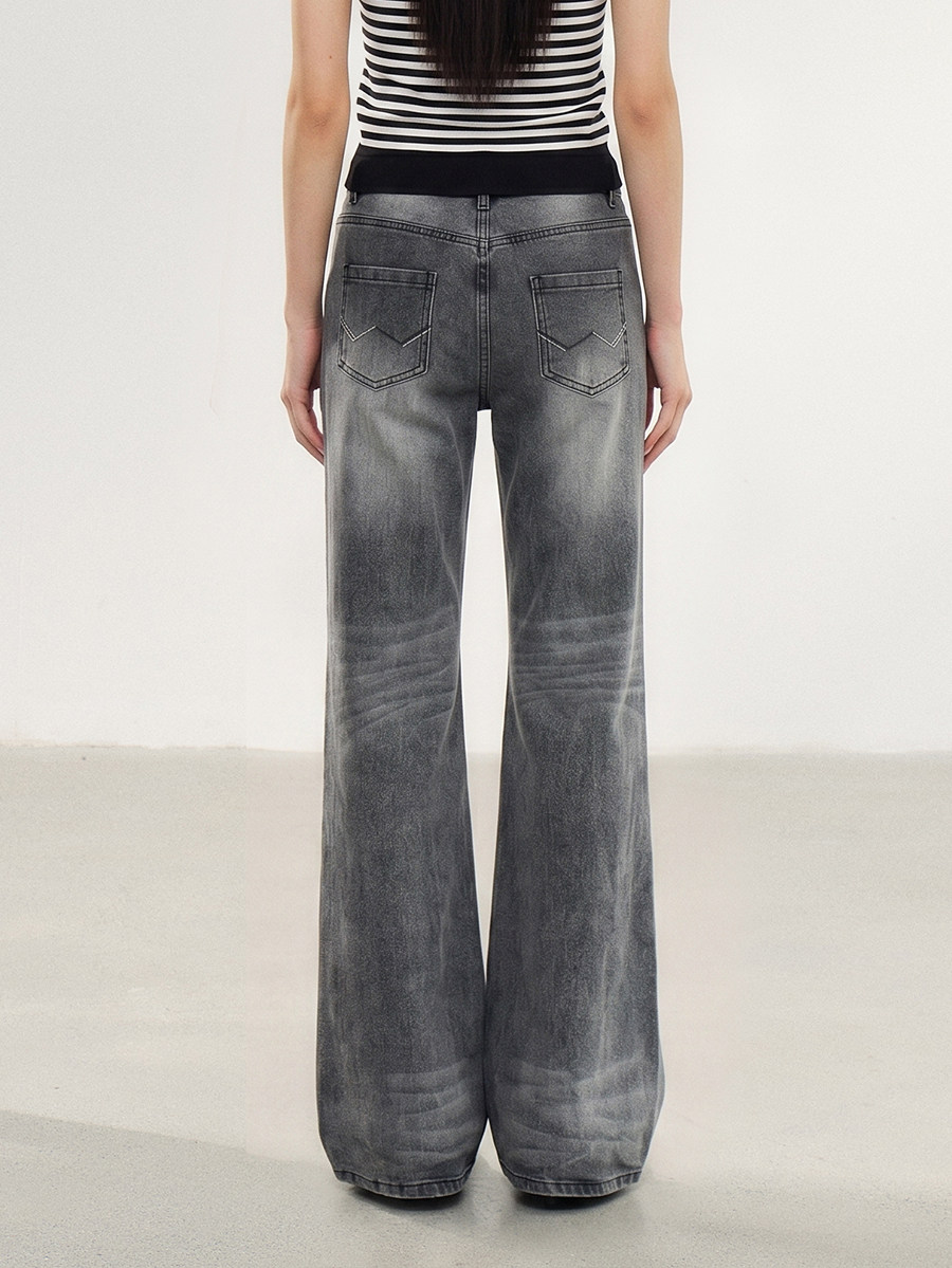 WITHMIN Washed Low-Rise Straight-Leg Jeans