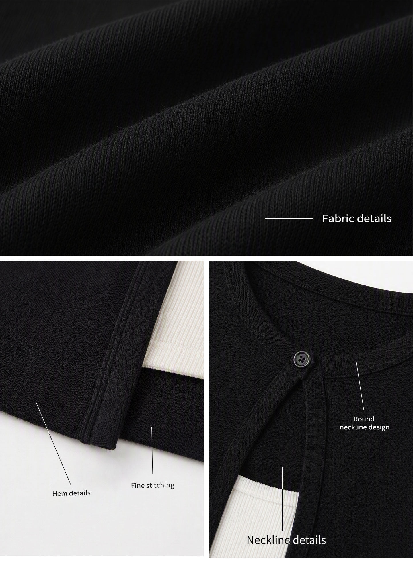 WITHMIN Black and White Layered-Look Slim-Fit Long-Sleeve Tee