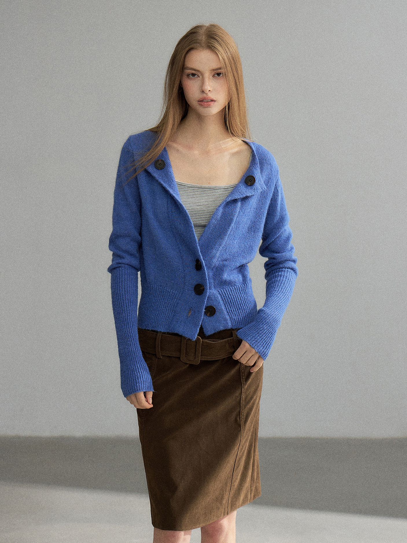 WITHMIN Blue Open-Front Cardigan