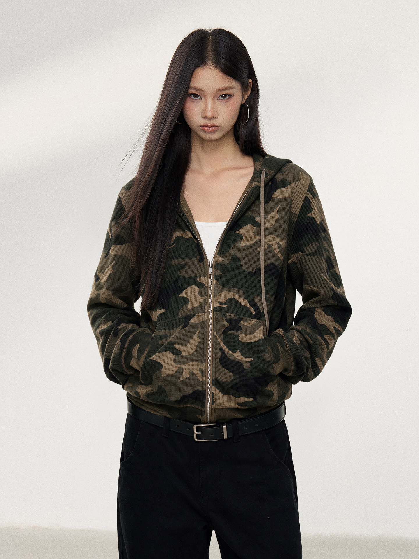 WITHMIN Camouflage Zip-Up Hoodie