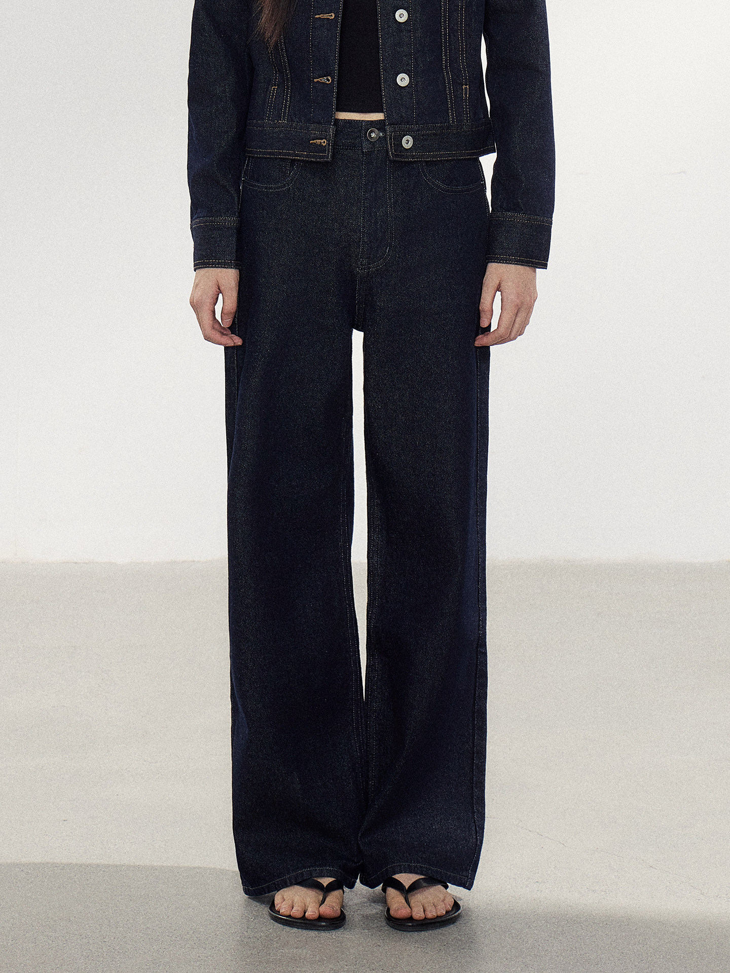 WITHMIN Washed Denim Jacket and Pants Set