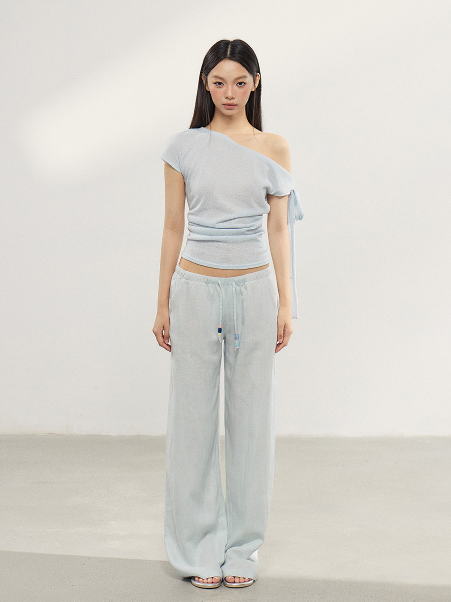 WITHMIN Blue Low-Rise Straight-Leg Trousers