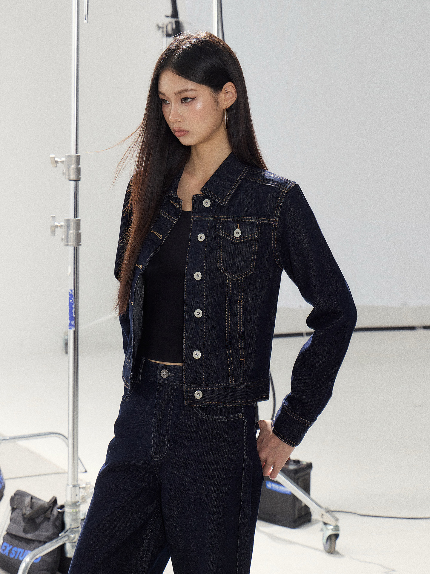 WITHMIN Washed Denim Jacket and Pants Set