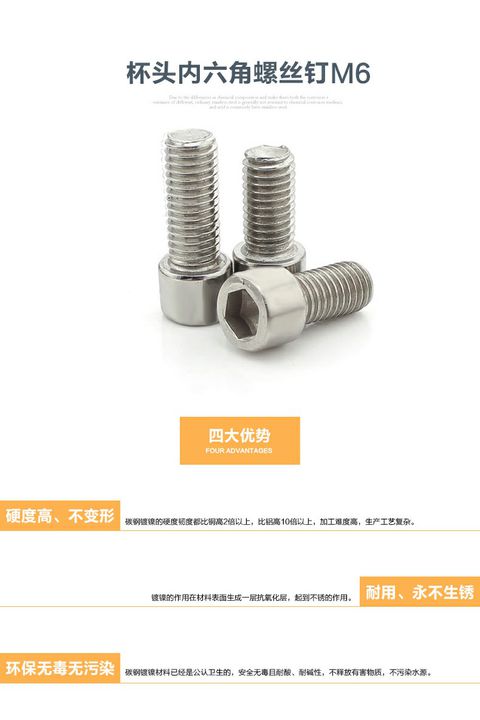 Hung Hom Aluminium Phụ kiện M6 Nối xi lanh Loại M5 Vít tiêu chuẩn Fastener Vít Hex Ổ cắm Bolt - Chốt