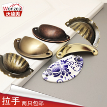 Shell handle medicine cabinet antique drawer surface mounted semicircle small handle style retro modern furniture simple handle