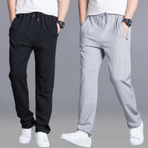 Spring and summer thin sports pants mens trousers cotton casual pants loose fat plus size straight loose running pants