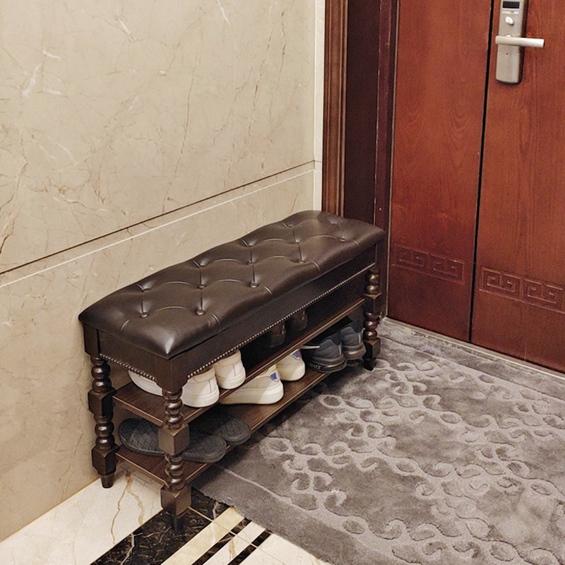 American-style solid wood shoe-changing stool home shoe rack door can sit shoe cabinet European-style storage shoe rack multi-functional bench
