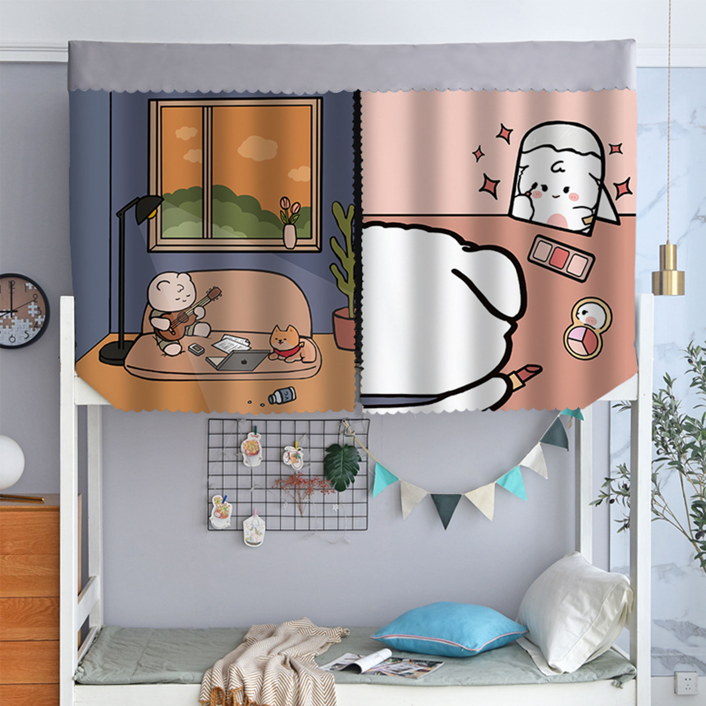 Student Dormitory Bed Curtain Lower Bunk Beds Strong Shading Thickened University Dorm Room With Day Series Cute Mosquito Net One-piece