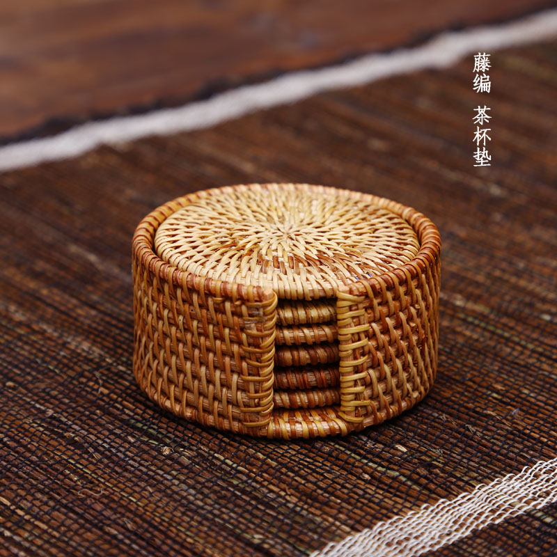 Vietnamese Rattan Tea Cup Mat Tea Care Cup Mat for Nourishing Pot Mat Purple Sandal Pot Mat Tea Lane Six Gentleman Accessories Bamboo