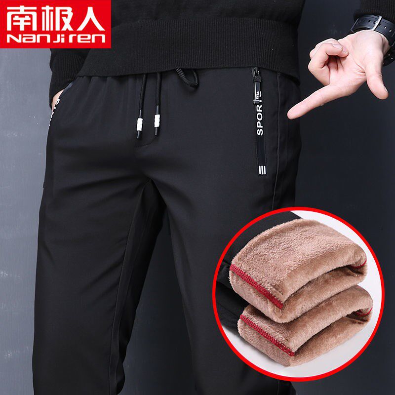 Pants Men Plus Suede Thickened Sport Casual Pants Autumn Winter Cashmere Warm Long Pants Men Outwear Cotton Pants