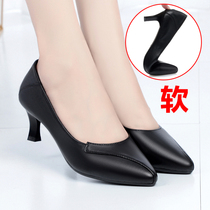 Mothers shoes comfortable leather 2021 spring new leather fine middle-aged shoes surest shoes middle-aged womens shoes