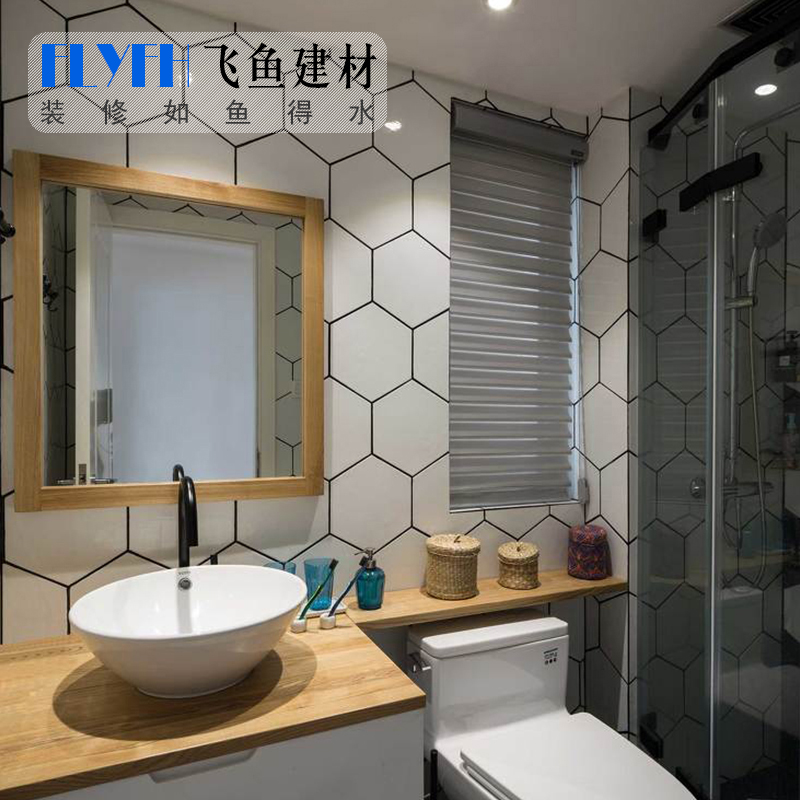 Hexagonal brick Nordic anti-slip floor brick Kitchen Make-up Room Toilet Hexagon Wall Brick Livable Modern Minimalist Tiles