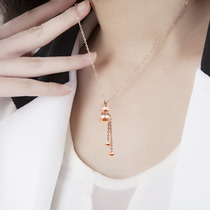 Do not fade Korean version 18k rose gold jewelry Fu word gourd wild titanium steel necklace Female net red pendant clavicle chain