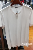 Mr. Aimu Mens Solid Color Cotton Gentleman Joker V-neck Short Sleeve T-shirt Top NS81B822 1280