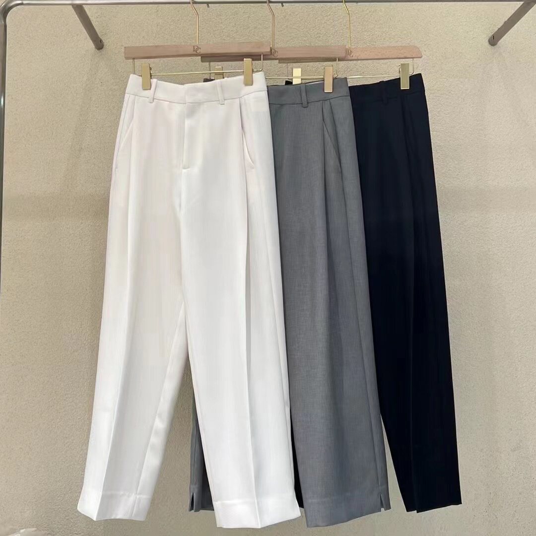 2022 FASHION CASUAL WESTERN PANTS WOMAN EU GOODS LOOSE PURE COLOR 100 LAP TEMPERAMENT LONG PANTS PITUALITY GOOD BREATHABLE COMFORT PANTS