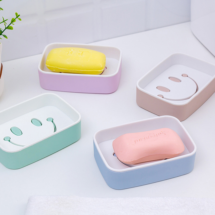 Home Big Double Layer Drain Soap Box Creative Bathroom Toilet Handmade Soap Rack Smiley Face Soap Box Plastic Soapo-Taobao