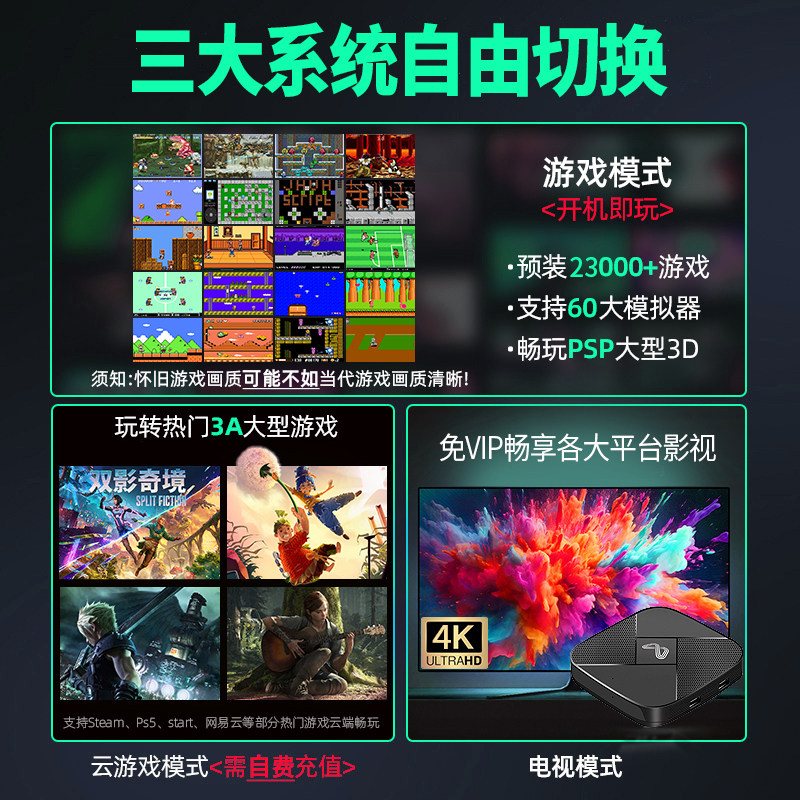 2025 New Dual-System Game Console Box Connected to Tv for Home Use Psp Large 3D Arcade Fc Black Myth Wukong