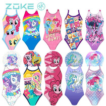 zoke Chau uk Children professional training swimsuit CUHK Girl Scout Girl Scout Girl Triangle conjoined cartoon Little Ma Bao