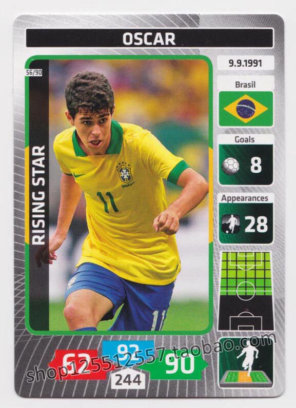 Panini Panini2014 World Cup star card Austrian promotional version Oscar Brazil RS 56: -Taobao