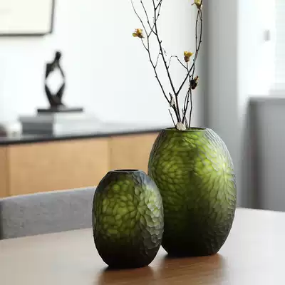 Alley trick) glass frosted flower arrangement vase interior decoration ornaments Nordic ins Wind TV cabinet porch decoration