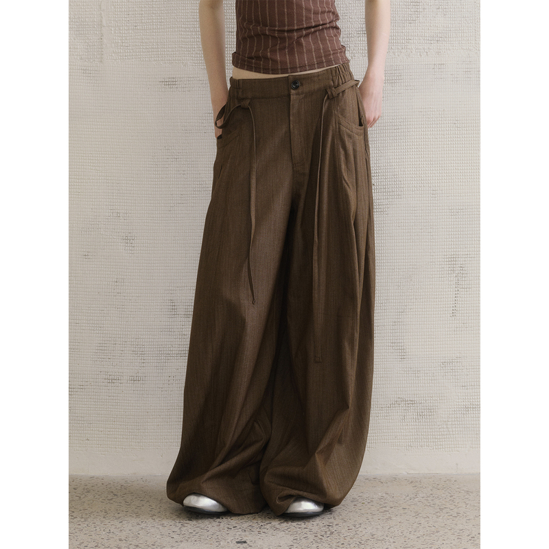Dailyscene'Lightweight' Draped Pocket Pleated Oversized Airy Wide-Leg Pants Versatile Comfortable Casual Trousers