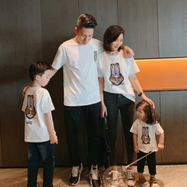 Parent-Child clothing family of three and four family clothing summer tide father and son Net red ocean gas mother and child mother short sleeve t-shirt