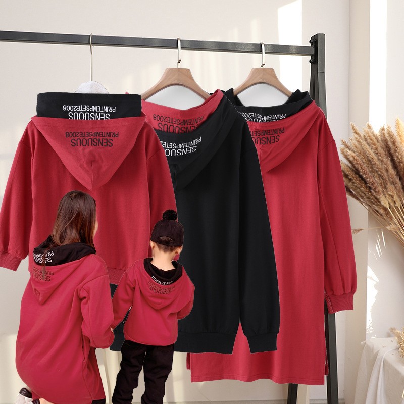 High-end pro-child clothing spring and autumn sweatshirt 2021 new family of three-mouth quad red foreign mother and mother female dress jacket