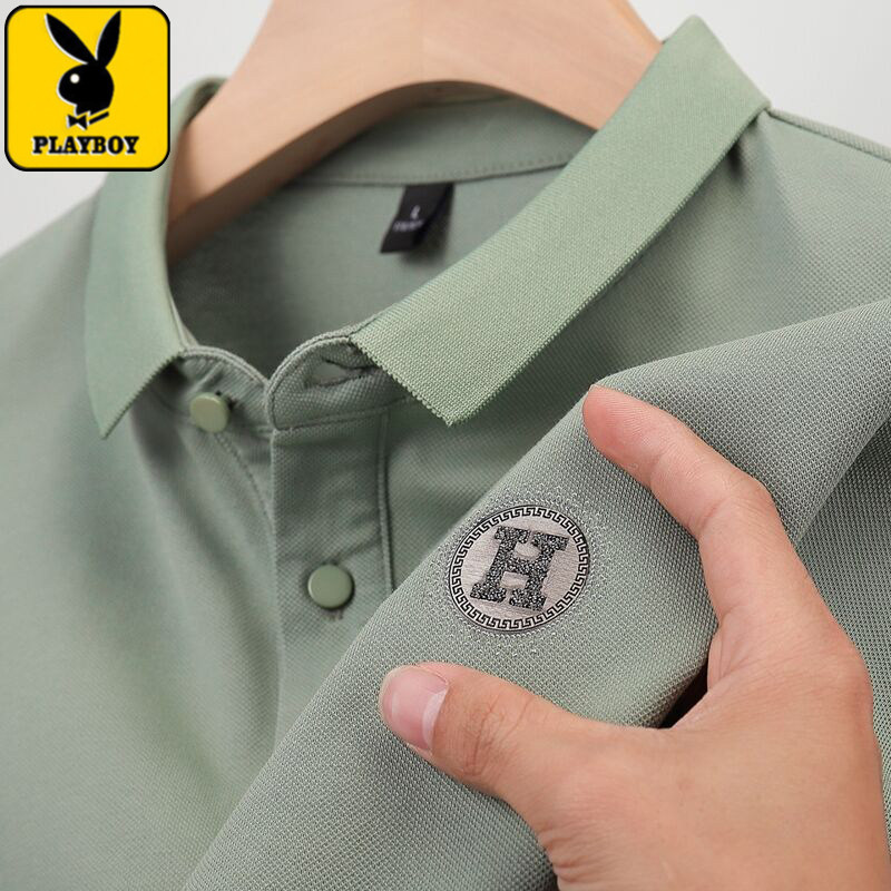Playboy Summer Mercerized Cotton High End Polo Shirt Men's Short Sleeve Business Ice Silk Lapel T-Shirt Ralph Lauren Polo Half Sleeve