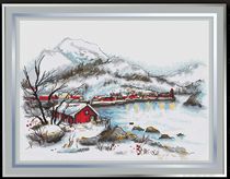 Liu Yinjin broderie France DMC Line Cross broidered self-matching piece non-printed Icelandic snow view