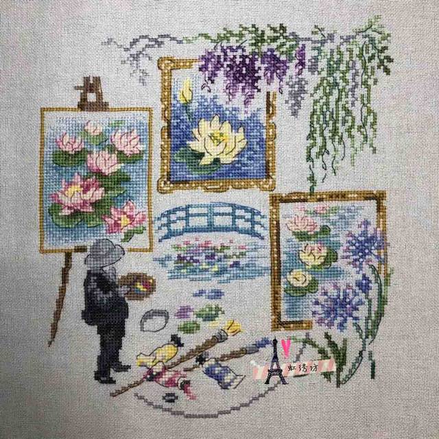 Liu Nian Jinxiu ແທ້ຈິງ DMC embroidery thread cross-stitch self-matching ຊຸດທີ່ບໍ່ແມ່ນພິມວາລະສານ VE-Painting Lotus Pond