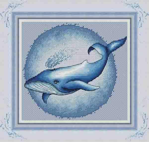 Cầu vồng thêu Quảng trường chính hãng DMC cross stitch từ phù hợp với miếng cá voi xanh - Bộ dụng cụ thêu tranh thêu hoa sen