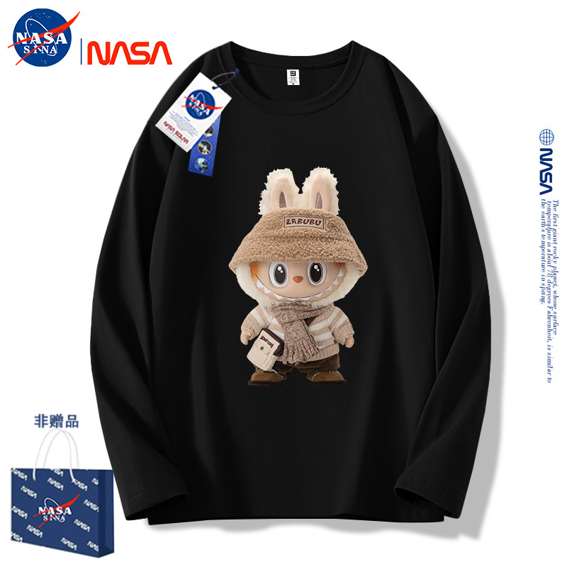 Nasa Co-Branded Thin Pure Cotton Long-Sleeve T-Shirt, Unisex, 2025 Spring and Autumn Trendy Couple's Top