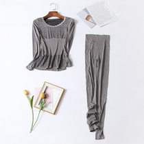 Autumn and winter ultra-thin thermal underwear round neck ladies no trace plus tight-fitting velvet Fever set Mother model