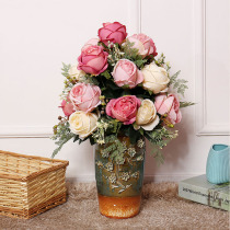 Simulation flower European feitte Rose set high-end living room table decoration silk flower art