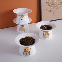 Cat Dish New Pint Cat Bowl ceramic Pet Bowl neck Cat Food Bowl bowl Bowl Anti-Cat Water Bowl High-footed cat