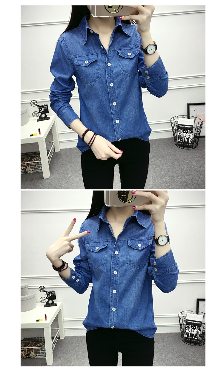 Áo sơ mi denim dày cộng với áo nhung nữ tay dài ấm áp mùa đông 2018 mới áo khoác nữ size lớn 	các mẫu áo sơ mi nữ dài tay đẹp