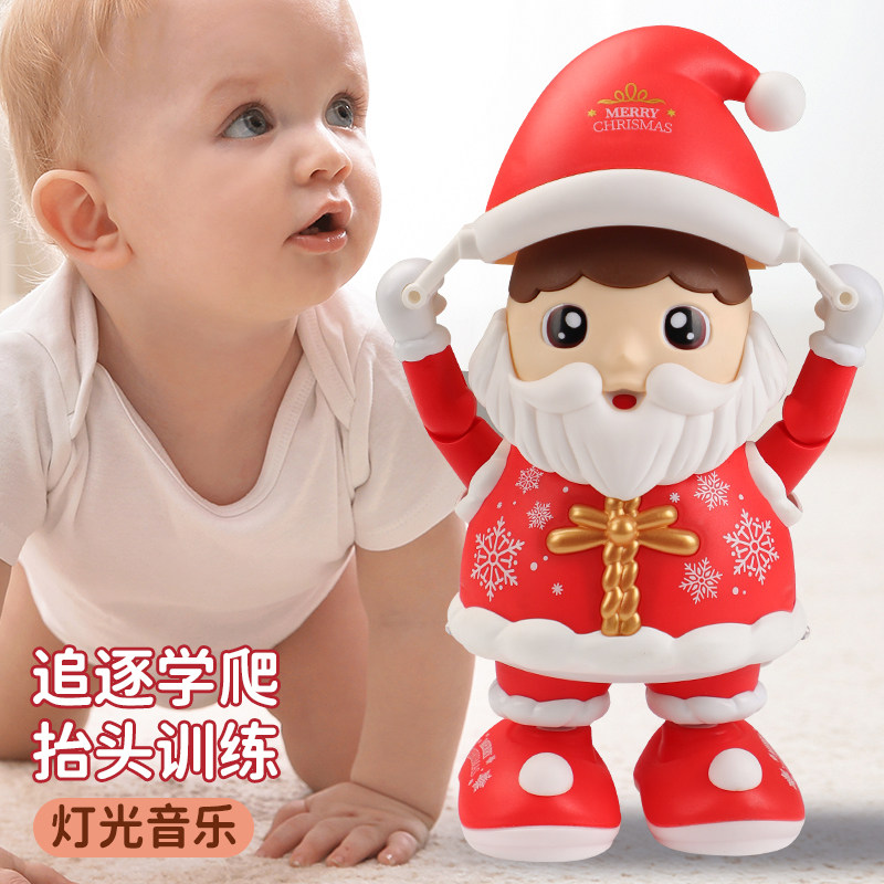 Dancing Santa Claus Kidsren's Electric Toy 0-1 Years Old Raises His Head to Practice Light and Music Christmas Gift Ornaments