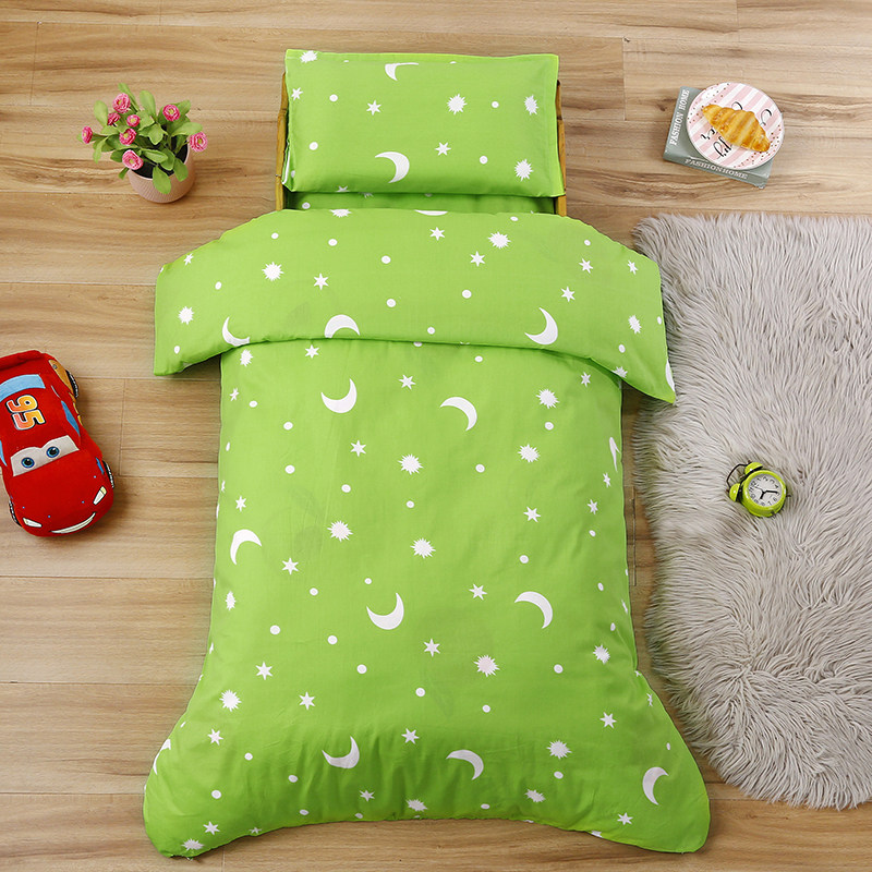 Green children's kindergarten quilt three-piece baby entrance quilt six-piece cotton fruit Green nap quilt