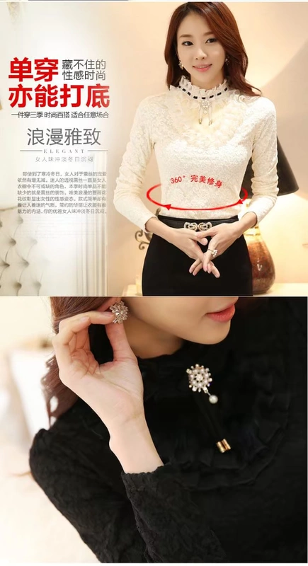 Cộng với áo voan nhung dày, áo thun nữ tay dài 2018 thu đông mới phiên bản Hàn Quốc của áo sơ mi họa tiết hoang dã