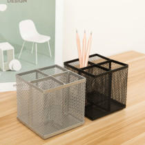 Creative pen holder Office desktop storage box Student simple round stationery rack Wrought iron metal makeup brush finishing frame