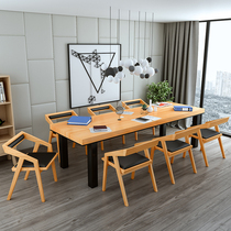LOFT Nordic solid wood conference table long table minimalist desk rectangular creative industrial wind conference table and chairs combination