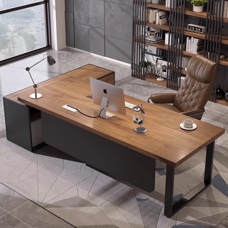 Solid Wood Boss Desk, Simple and Modern Executive Desk, Supervisor Desk, General Manager Desk, Office Computer Desk, Industrial Style Solid Wood Boss Desk, Simple and Modern Executive Desk, Supervisor Desk, General Manager Desk, Office Computer Desk, Industrial Style
