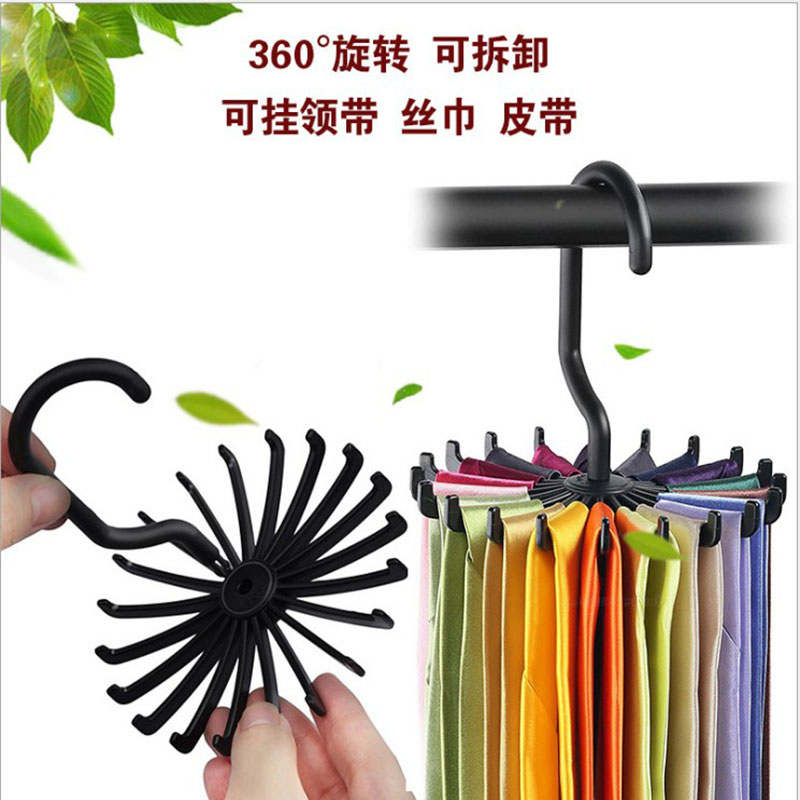 Tie storage hanger plastic 360-degree rotatable multi-function 18-claw silk scarf stockings belt finishing hangers 2