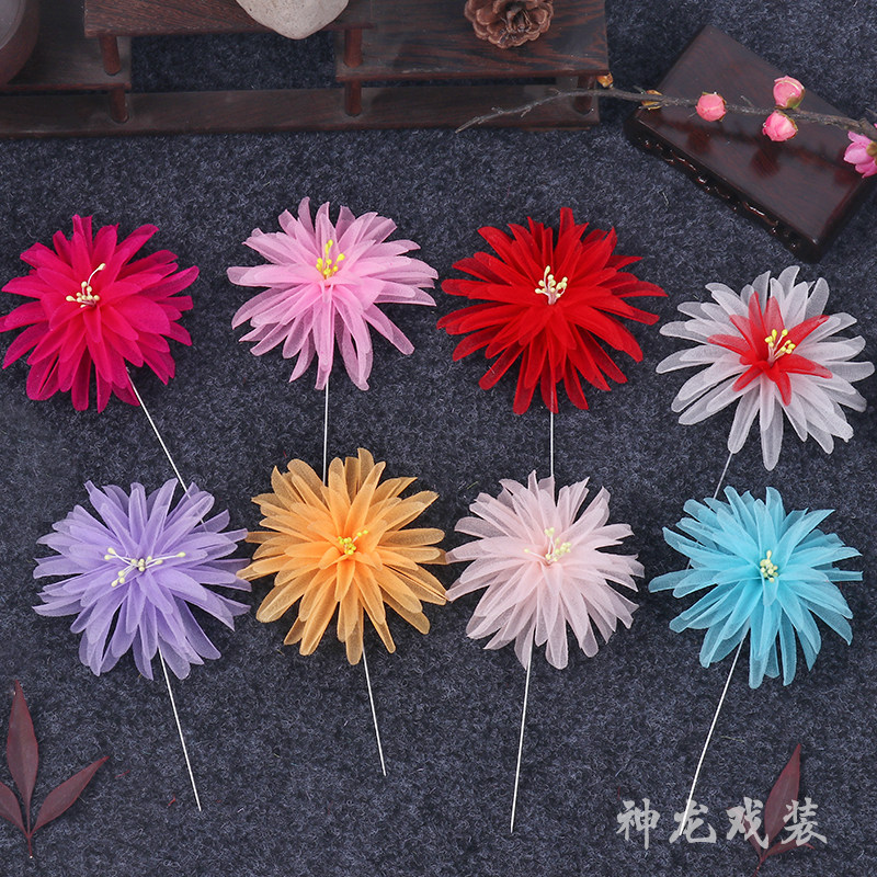 New costume ancient style headdress big chrysanthemum opera sideburns big single flower drama headband head flower Peking opera side flowers