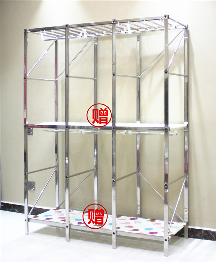 thép không gỉ vải tủ quần áo tủ quần áo kết hợp đơn giản vải tủ quần áo thép giá rẻ gấp đôi gấp vải treo tủ tủ quần áo - Buồng tủ đồ nhựa