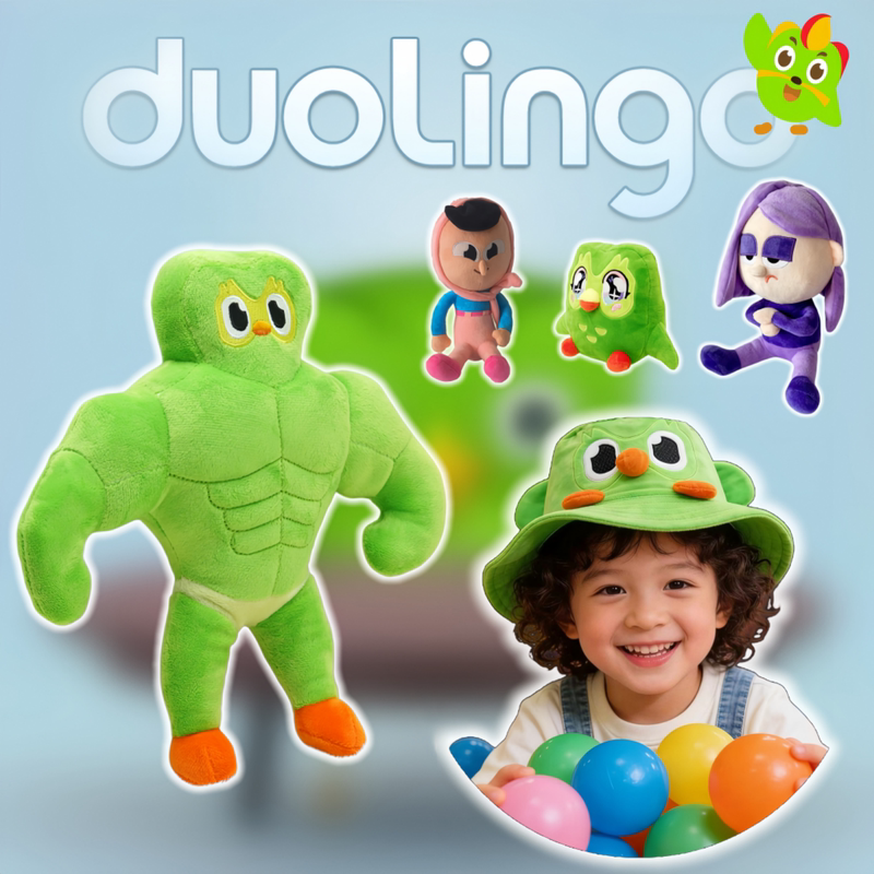 New Duolingo Plush Toy Muscle Owl Children's Gift Owl Hat Gift